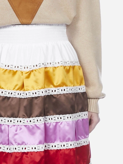 Shop Prada Silk Duchesse Tiered Skirt