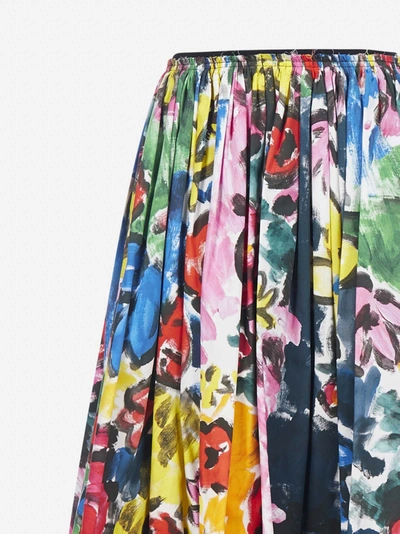 Shop Marni Floral Print Cotton Midi Skirt