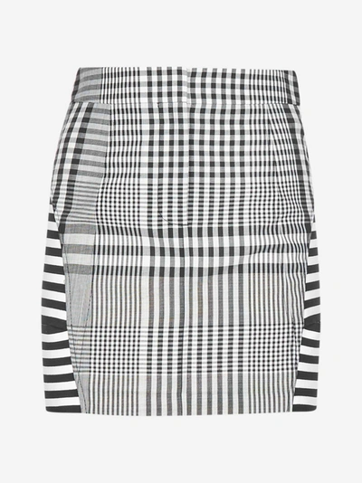 Shop Burberry Check Wool Blend Miniskirt