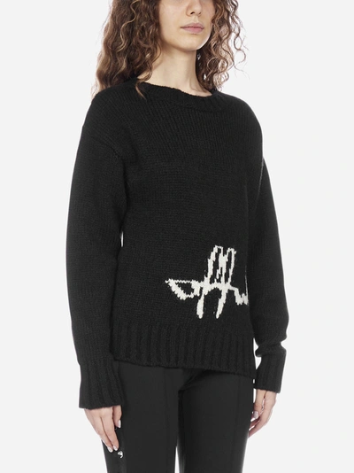 Shop Off-white Logo Intarsia Wool-blend Sweater