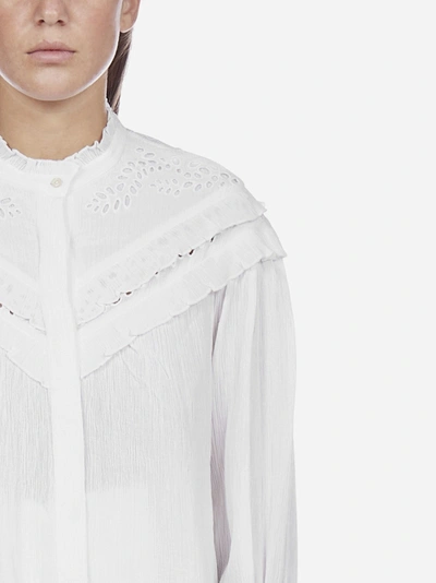 Isabel Marant Étoile Izae Ruffled Cotton And Viscose Blouse In White |  ModeSens