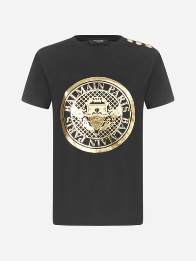 Shop Balmain T-shirt In Cotone Con Stampa-logo