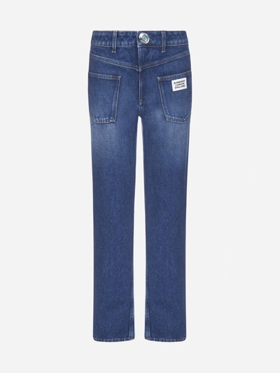 Shop Burberry Deconstructed Denim Jeans