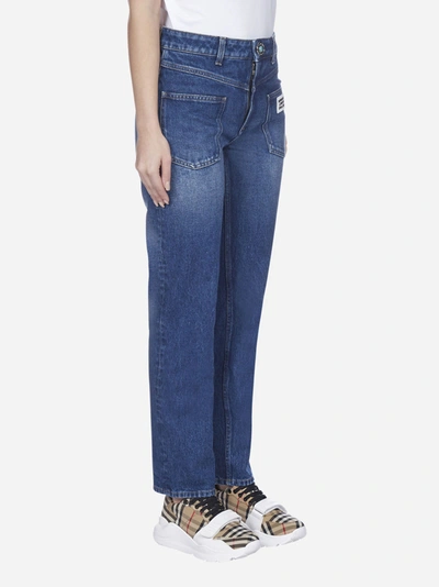 Shop Burberry Deconstructed Denim Jeans