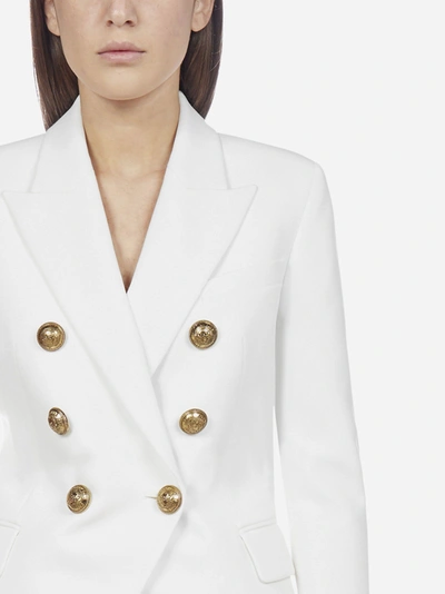 Shop Balmain Wool Double-breasted Blazer