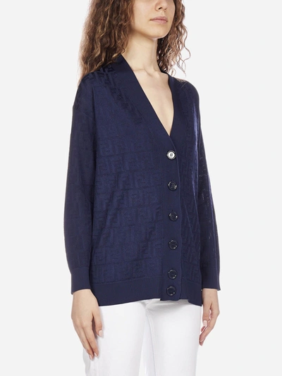 Shop Fendi Cardigan In Jacquard Ff Misto Cotone E Viscosa