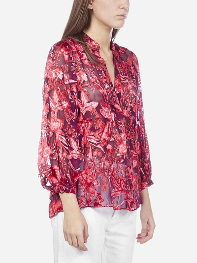 Shop Alice And Olivia Sheila Floral Print Silk-blend Shirt