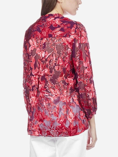 Shop Alice And Olivia Sheila Floral Print Silk-blend Shirt