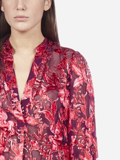 Shop Alice And Olivia Sheila Floral Print Silk-blend Shirt