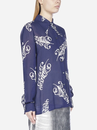 Shop Prada Feather Print Crepe Shirt