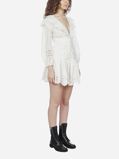 Shop Zimmermann Bellitude Scallop Linen Mini Dress