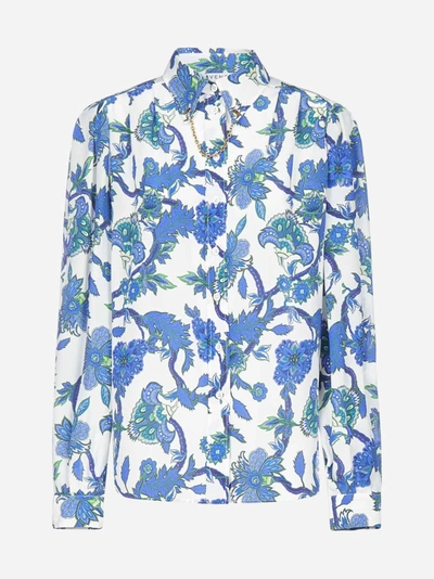 Shop Givenchy Chain-detail Floral Print Silk Shirt