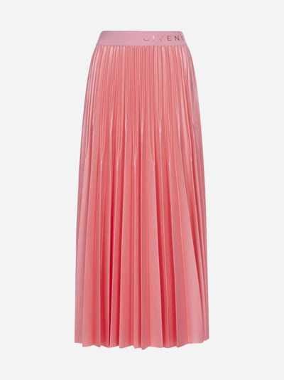 Shop Givenchy Logo Pleated Midi Skirt