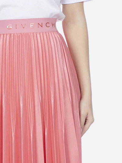 Shop Givenchy Logo Pleated Midi Skirt