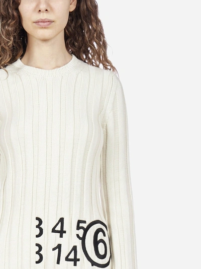 Shop Mm6 Maison Margiela Pull In Cotone A Coste Con Logo Ricamato