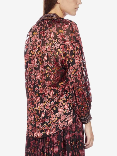 Shop Alice And Olivia Desiree Floral Print Blend-silk Blouse