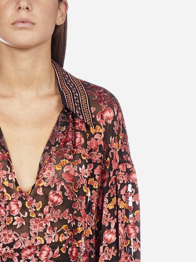 Shop Alice And Olivia Desiree Floral Print Blend-silk Blouse
