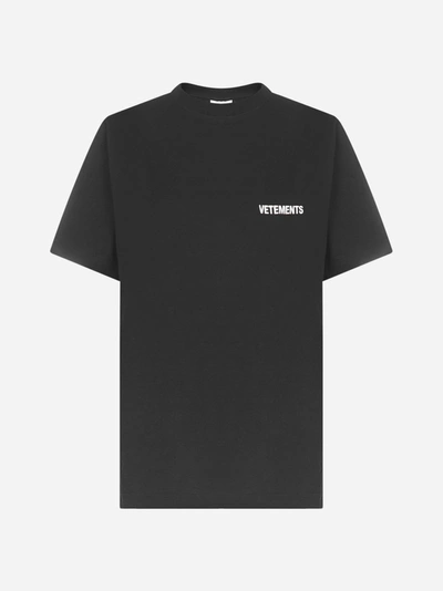 Shop Vetements Logo Front Back Oversized Cotton T-shirt