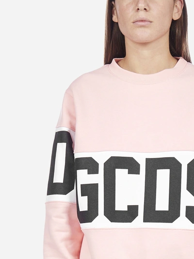 Shop Gcds Felpa In Cotone Con Banda-logo