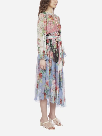Shop Zimmermann Bellitude Spliced Floral Print Silk Dress