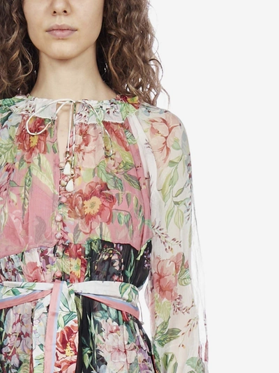 Shop Zimmermann Bellitude Spliced Floral Print Silk Dress