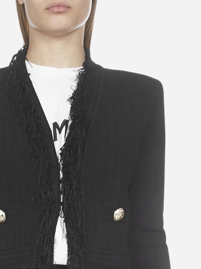 Shop Balmain Fringed Stretch Viscose Blazer