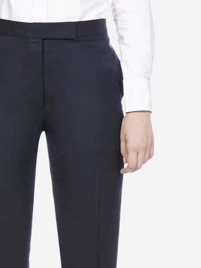 Shop Thom Browne Wool Cropped Trousers In Navy