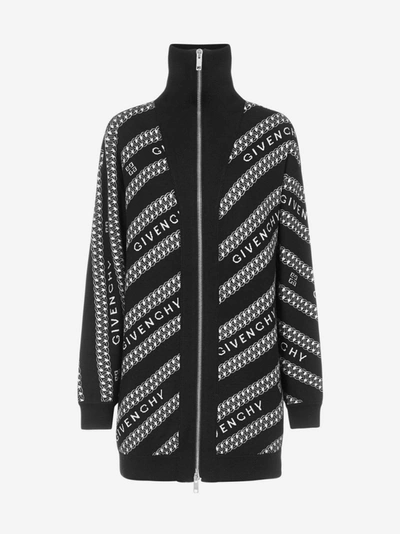 Shop Givenchy Logo-motif Wool Zip Long Cardigan