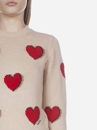 Shop Prada Heart-motif Wool And Cashmere Sweater