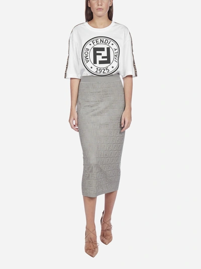 Shop Fendi Ff Jacquard Cotton And Viscose Blend Skirt