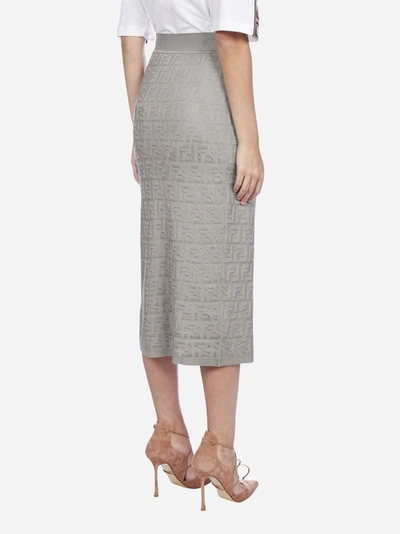 Shop Fendi Ff Jacquard Cotton And Viscose Blend Skirt