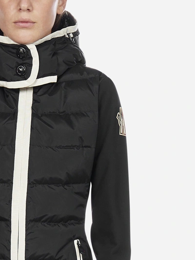 Shop Moncler Hooded  Zip Quilted Cardigan