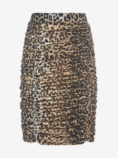 Shop Ganni Leopard Print Ruffled Skirt