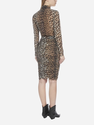 Shop Ganni Leopard Print Ruffled Skirt