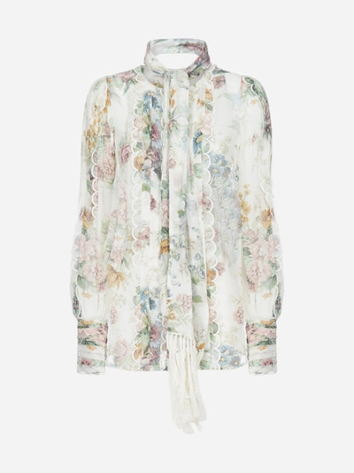 Shop Zimmermann Daphne Floral Print Silk Shirt