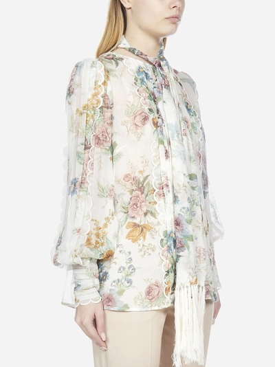 Shop Zimmermann Daphne Floral Print Silk Shirt