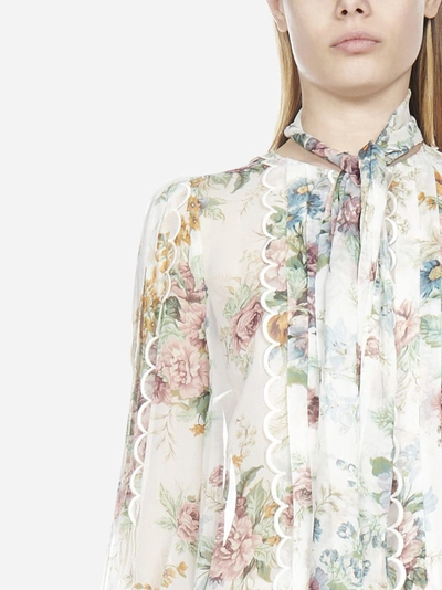 Shop Zimmermann Daphne Floral Print Silk Shirt