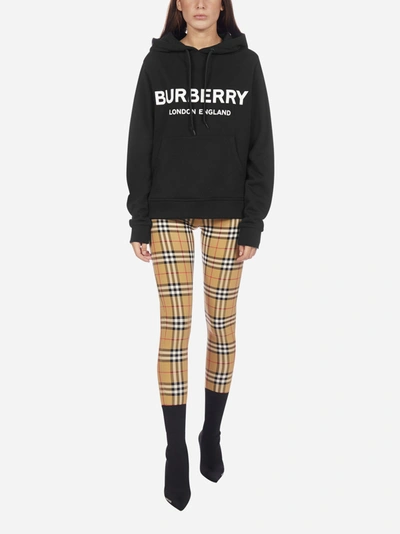 Shop Burberry Felpa Con Cappuccio In Cotone Con Logo