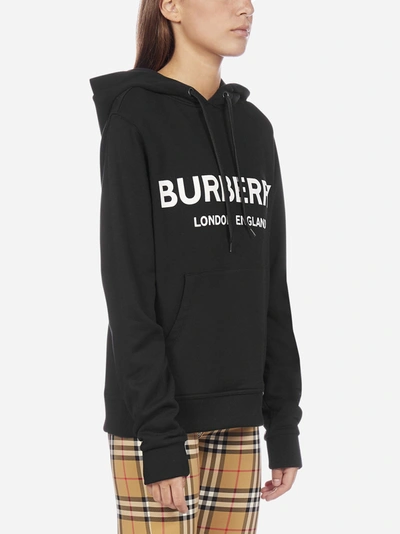 Shop Burberry Felpa Con Cappuccio In Cotone Con Logo