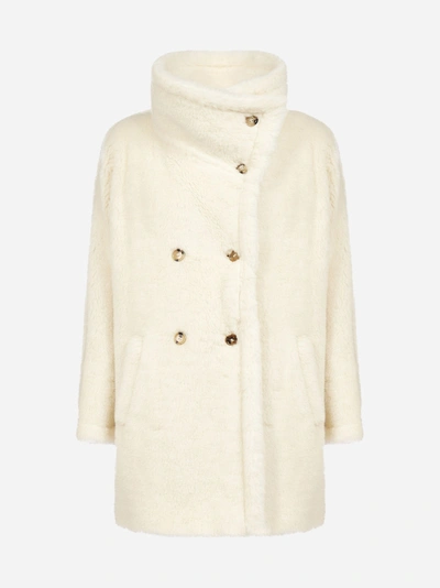 Shop Max Mara Teddy Bear Fur-effect Short Coat In White