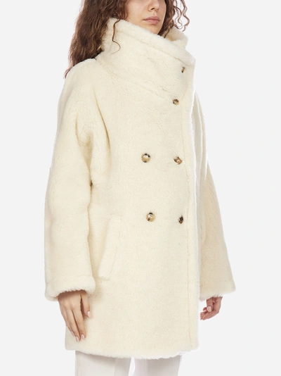 Shop Max Mara Teddy Bear Fur-effect Short Coat In White