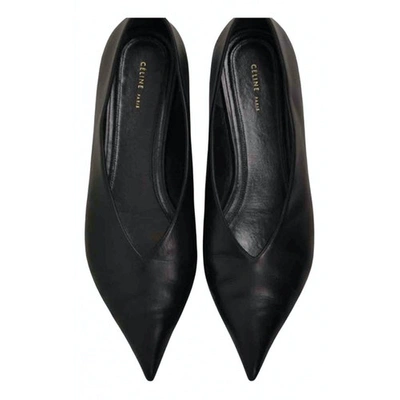 Pre-owned Celine Black Leather Ballet Flats