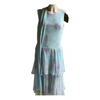 Pre-owned Emanuel Ungaro Silk Maxi Dress In Blue