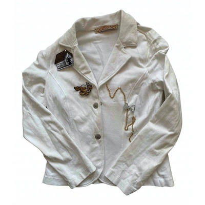 Pre-owned Monnalisa Biker Jacket In White
