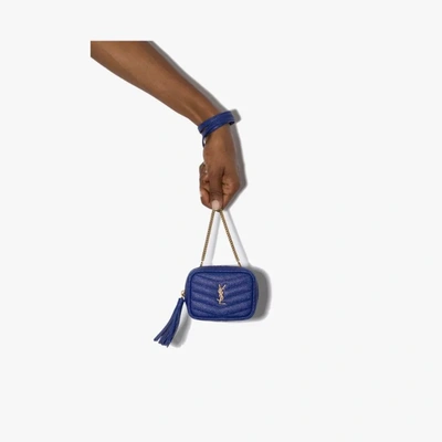 Shop Saint Laurent Blue Baby Lou Leather Mini Bag