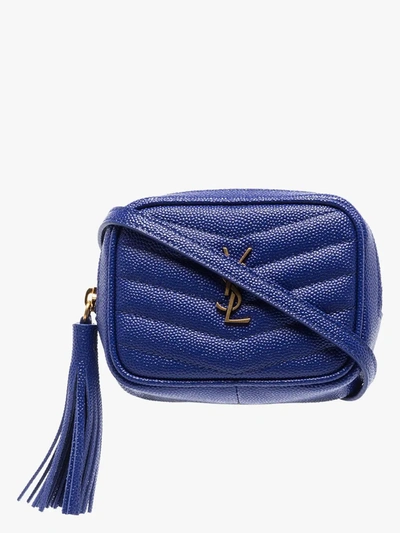 Shop Saint Laurent Blue Baby Lou Leather Mini Bag