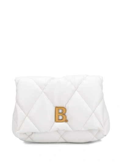 Shop Balenciaga Touch Puffy Leather Clucth In White