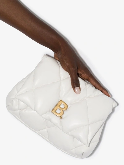 Shop Balenciaga Touch Puffy Leather Clucth In White
