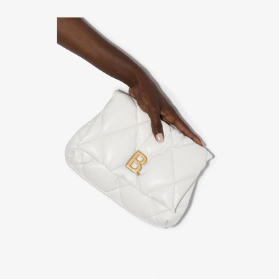 Shop Balenciaga Touch Puffy Leather Clucth In White