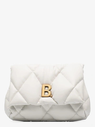 Shop Balenciaga Touch Puffy Leather Clucth In White